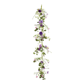 Blumengirlande aus Kunstseide/Kunststoff, biegsam, einseitig beschmückt     Groesse: 150cm    Farbe: lila