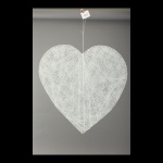 Heart out of wire with cotton, flat, with hanger...