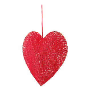 Coeur 3D en fil de fer avec du coton, avec suspension     Taille: 20cm    Color: fuchsia