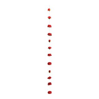 Rosengirlande 12-fach, aus Kunststeide, mit Nylonfaden     Groesse: 200cm, Rosenkopf: Ø 4-11cm    Farbe: rot