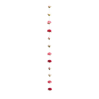 Guirlande de roses 12-fois, en soie artificielle, avec fil de nylon     Taille: 200cm, tête de rose:Ø 4-11cm    Color: blanc/rose/fuchsia