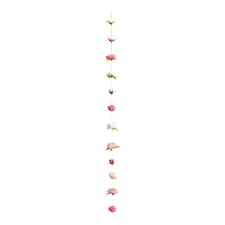 Guirlande de pivoines 12-fois, en soie artificielle, avec fil de nylon     Taille: 200cm, tête de pivoine : Ø 4-11cm    Color: blanc/rose/fuchsia
