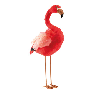 Flamingo aus Styropor mit Federn     Groesse: 60x32x17cm    Farbe: pink