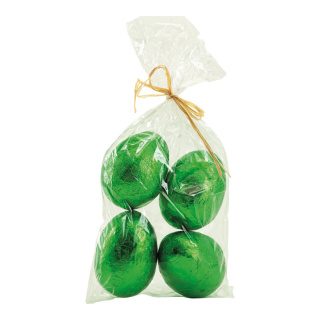 Œufs de Pâques 4 pcs en sachet, en polystyrène     Taille: 10x7,5cm, taille du sac : 20x14x7cm    Color: vert