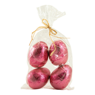 Œufs de Pâques 4 pcs en sachet, en polystyrène     Taille: 10x7,5cm, taille du sac : 20x14x7cm    Color: rose