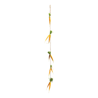 Guirlande de carottes 22-fois, en polystyrène/papier, avec jute     Taille: 160cm    Color: organge/vert