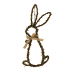 Rabbit contour out of wood/natural fibre/metal, with jute...