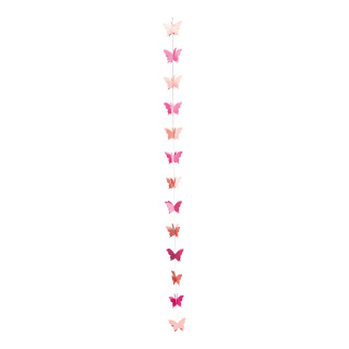 Butterfly garland 3D, out of paper, to hang     Size: 250cm, butterfly: 11x8cm    Color: pink/rose