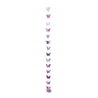 Butterfly garland 3D, out of paper, to hang     Size: 250cm, butterfly: 11x8cm    Color: purple/lilac