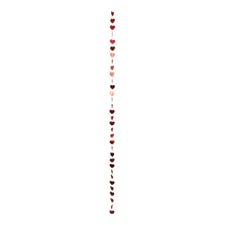 Herzgirlande aus Papier, flach, zum Hängen, beglittert     Groesse: 460cm, Herz: 5cm    Farbe: rot