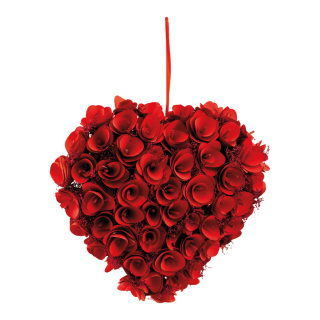 Coeur en bois/styropor, à suspendre     Taille: Ø 30cm    Color: rouge