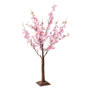Cerisier en fleurs tronc en carton dur, fleurs en soie artificielle     Taille: 120cm, pied en bois MDF : 17x17x3,5cm    Color: rose