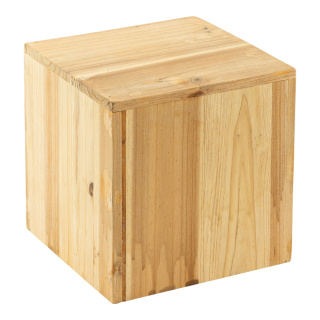 Podium carré, en bois, avec ouverture     Taille: 15x15x15cm    Color: nature