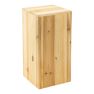 Podium carré, en bois, avec ouverture     Taille: 15x15x30cm    Color: nature