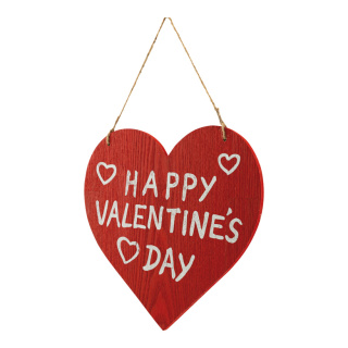Cœur avec inscription »HAPPY VALENTINES DAY« en bois, à suspendre     Taille: 26x25cm    Color: rouge/blanc