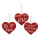 Herzen im 3-er Set aus Holz, zum Hängen     Groesse: 12x11,5cm    Farbe: rot/weiß