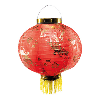 Chinesische Laterne aus Kunstseide, mit Quasten, zum Hängen     Groesse: Ø 30cm    Farbe: rot/gold
