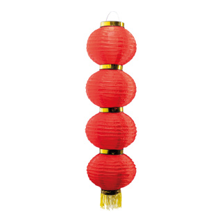 Lanterne chinoise en soie artificielle, avec glands, à suspendre     Taille: 80cm, Ø 22cm    Color: rouge/or