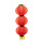 Lanterne chinoise 3-fois, en soie artificielle, avec glands, à suspendre     Taille: 65cm, Ø 22cm    Color: rouge/or