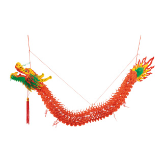 Dragon chinois en plastique, à suspendre     Taille: 140cm    Color: rouge/coloré