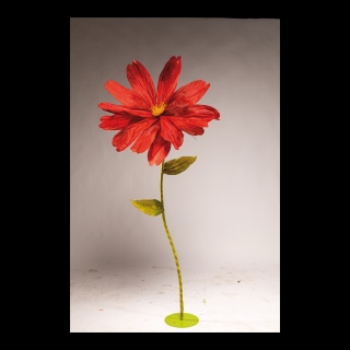 Cosmea head out of paper, with short stem     Size: Ø 80cm    Color: red