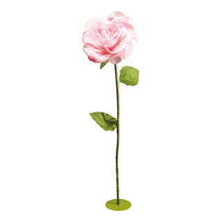 Tête de rose 3-pièces, en papier/plastique, avec tige 160cm, flexible     Taille: Ø 50cm, pied métal: Ø 25cm    Color: rose