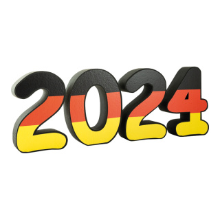 Lettrage 2024 en polystyrène     Taille: 77x30cm, largeur: 8cm    Color: noir/rouge/or