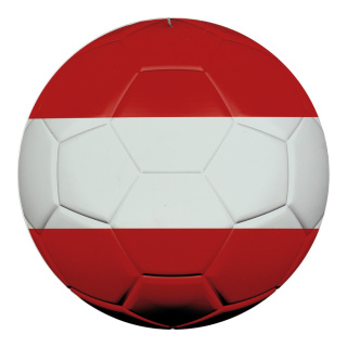 Fußball aus Kunststoff, doppelseitig bedruckt, flach     Groesse: Ø 30cm    Farbe: rot/weiß     #