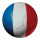 Football en plastique, imprimé des deux faces, plat     Taille: Ø 30cm    Color: bleu/blanc/rouge