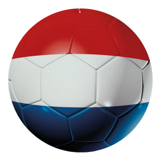 Fußball aus Kunststoff, doppelseitig bedruckt, flach     Groesse: Ø 30cm    Farbe: rot/weiß/blau     #