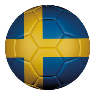 Fußball aus Kunststoff, doppelseitig bedruckt, flach     Groesse: Ø 30cm    Farbe: blau/gelb     #