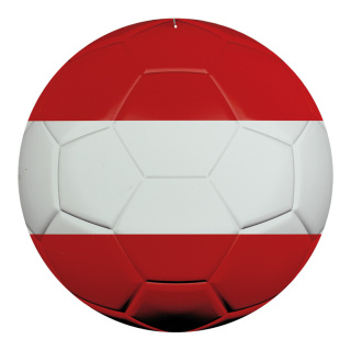 Football en plastique, imprimé des deux faces, plat     Taille: Ø 50cm    Color: rouge/blanc