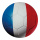 Fußball aus Kunststoff, doppelseitig bedruckt, flach     Groesse: Ø 50cm    Farbe: blau/weiß/rot     #