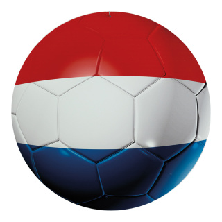 Fußball aus Kunststoff, doppelseitig bedruckt, flach     Groesse: Ø 50cm    Farbe: rot/weiß/blau     #