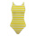 Badeanzug aus Kunststoff, doppelseitig bedruckt, flach     Groesse: 62x31cm    Farbe: gelb/weiß     #