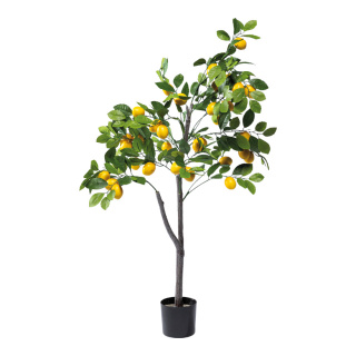 Zitronenbaum im Topf aus Kunststoff     Groesse: 120cm, Topf: Ø 13cm    Farbe: grün/gelb