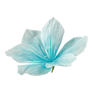 Tête de fleur en papier, avec tige courte, flexible     Taille: Ø 60cm, tige: 5cm    Color: bleu/blanc