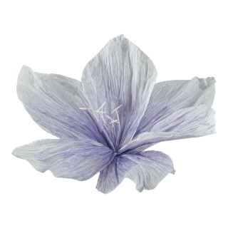 Flower head out of paper, with short stem, flexible     Size: Ø 60cm, stem: 5cm    Color: lilac/white