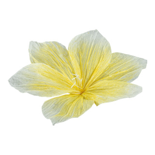 Blütenkopf aus Papier, mit kurzem Stiel, biegsam     Groesse: Ø 60cm, Stiel: 5cm    Farbe: gelb/weiß