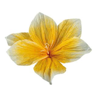Blütenkopf aus Papier, mit kurzem Stiel, biegsam     Groesse: Ø 60cm, Stiel: 5cm    Farbe: orange/weiß