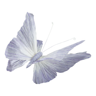 Schmetterling mit Clip aus Papier, biegsam     Groesse: 30cm    Farbe: flieder/weiß