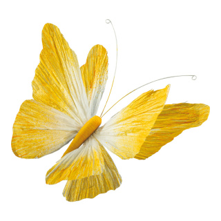 Schmetterling mit Clip aus Papier, biegsam     Groesse: 30cm    Farbe: orange/weiß