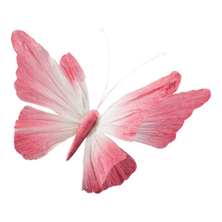 Schmetterling mit Clip aus Papier, biegsam     Groesse: 60cm    Farbe: pink/weiß