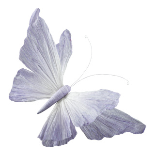 Schmetterling mit Clip aus Papier, biegsam     Groesse: 60cm    Farbe: flieder/weiß