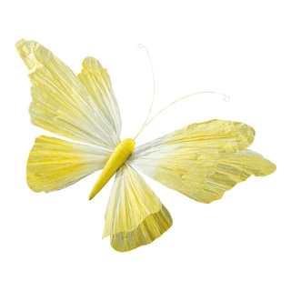 Papillon avec clip en papier, flexible     Taille: 60cm    Color: jaune/blanc