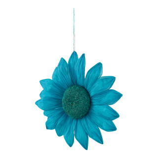 Blüte aus Papier mit Hänger     Groesse: 30cm    Farbe: blau/weiß