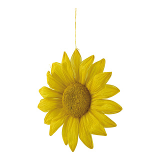 Blüte aus Papier mit Hänger     Groesse: 30cm    Farbe: gelb/weiß