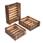 Wooden boxes, 3pcs./set,  Size:;47x38x13cm, Color:brown