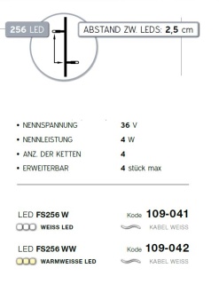 LED FS 256 W   Kabelfarbe: weiß   Falling Star LED 36V --> Led Pro Low Voltage