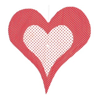 Herz mit Hänger, Baumwolle,Abmessung: Ø 50cm, Farbe: rot/weiß